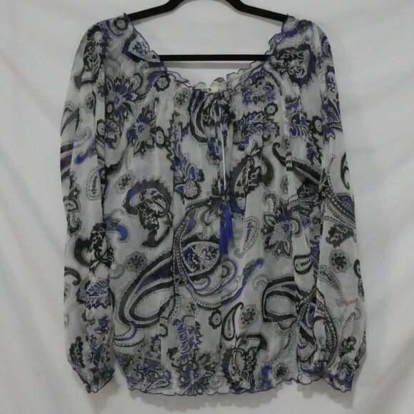 Y2K - LOVESTITCH | medium | Paisley Print Bohemian Blouse | Lace Up Neck - Picture 1 of 15